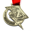 Venda quente de metal de liga de zinco personalizado medalha estrela de bronze